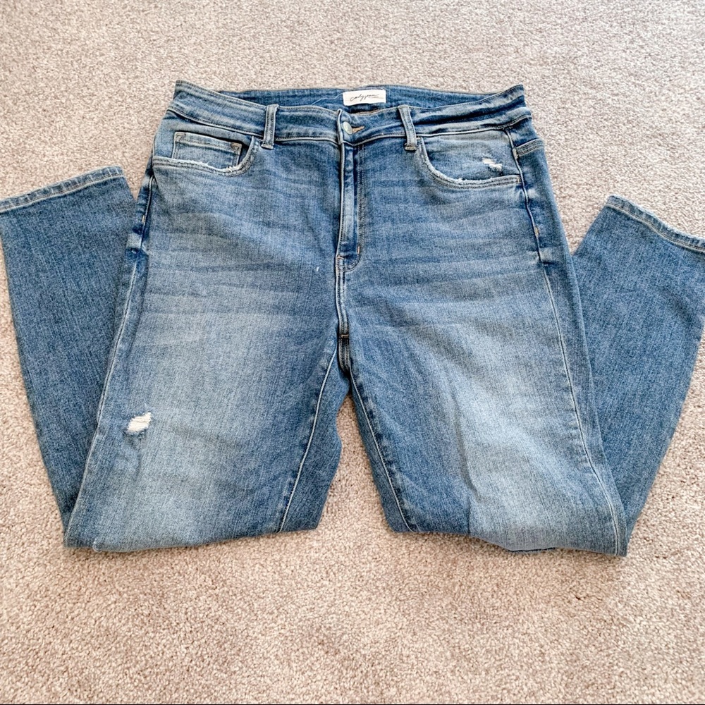 Carly Jean Los Angeles Logan distressed high waisted jeans 1XL